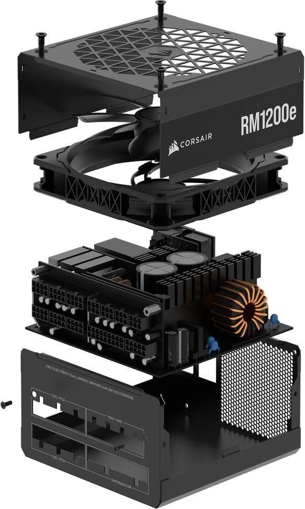Corsair RM1200e PCIE5 1200W (CP-9020258) (EU) Бренд: Corsair; Форм-фактор БП: ATX;