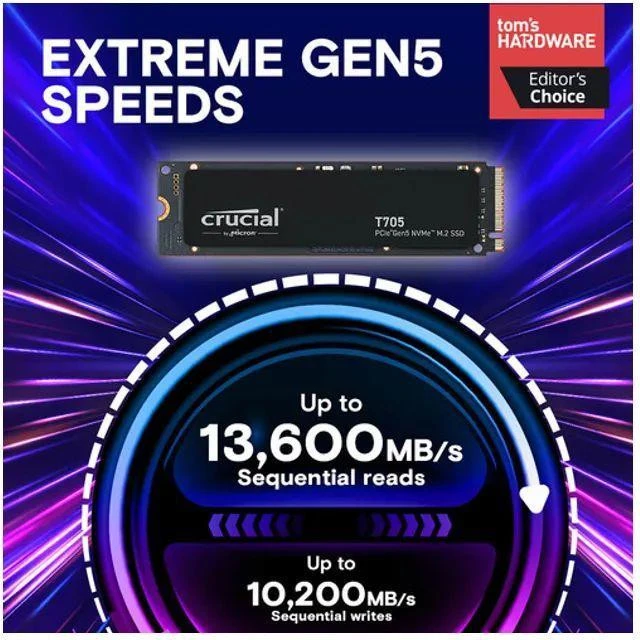 Crucial T705 1 TB (CT1000T705SSD3) (EU) Бренд: Crucial; Линейка: T705; Объем,