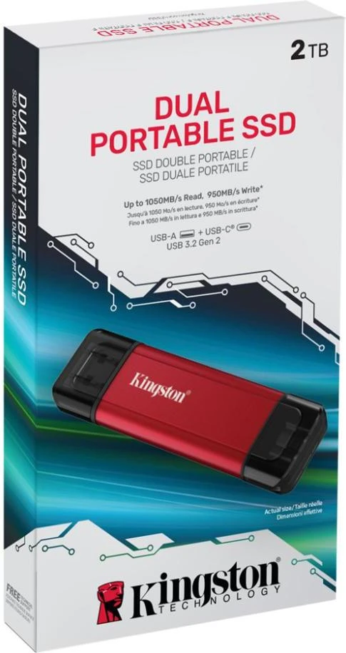 Kingston Dual Portable 2 TB (SPSD/2TB) (UA) Бренд: Kingston; Лінійка: Dual Portable;