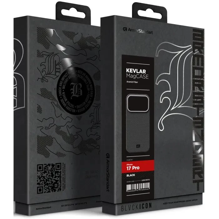 Чехол для мобильного телефона Armorstandart BlackIcon Kevlar MagCase Apple iPhone 17 Pro Black (ARM88529) (UA) Совместимость с брендом: Apple;