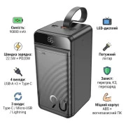 HOCO 90000mAh Element PD/20W, QC/FCP/SCP/AFC/22.5W, LCD, LED Lamp Black (J123D / 714778) (UA)