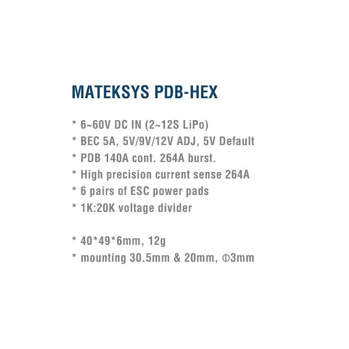 Плата распределения питания (PDB) MATEK PDB HEX (PDB-HEX) (UA)