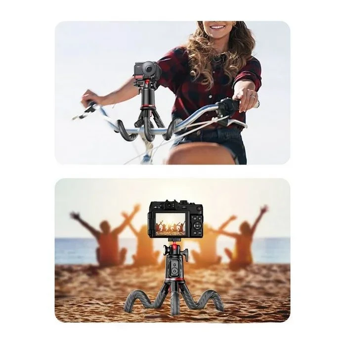 RTAKO C03 Octopus Extendable Tripod Selfie Stick (with Detachable Phone Holder) Black (6942063212416) (UA)