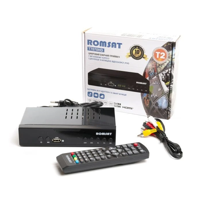 ТВ тюнер Romsat DVB-T2, металл (T7070HD) (UA)