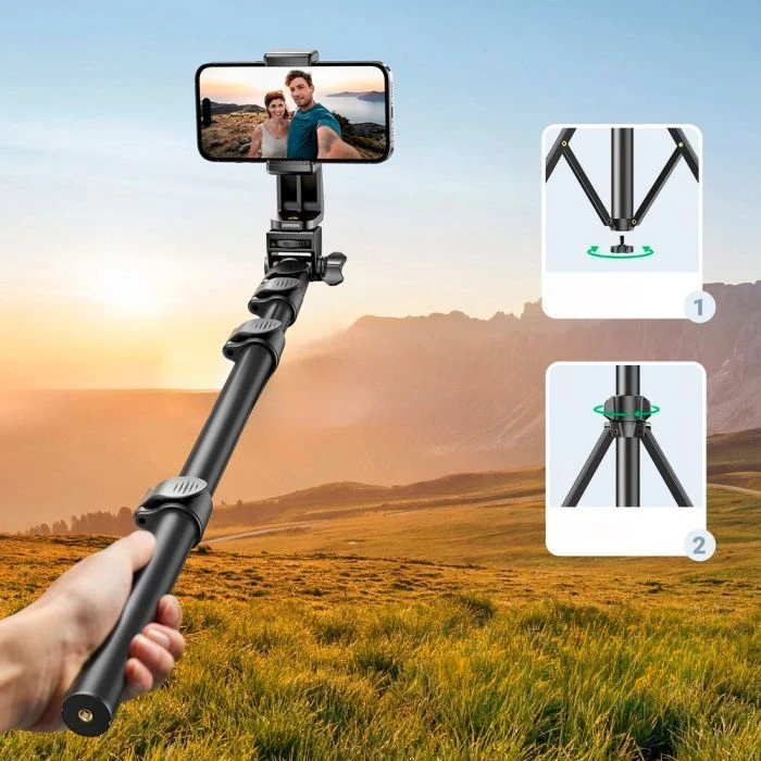 UGREEN LP680 Selfie Stick Tripod with Bluetooth Remote Black (15609) (UA)