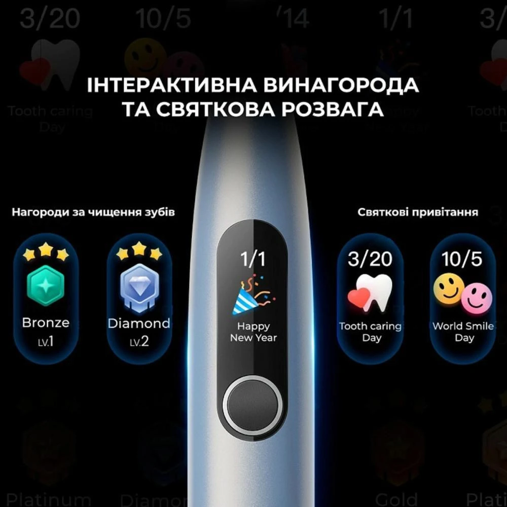 Электрическая зубная щетка Oclean X Plus Pro Digital Silver (6970810556179) Бренд: Oclean; Возрастная