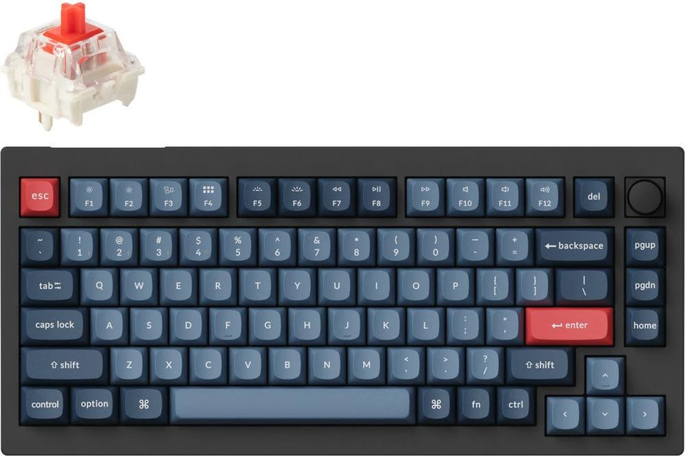 Keychron V1 Max 84 Key RGB Hot-Swap Gateron Jupiter Red Knob Carbon Black (V1MD1_KEYCHRON) (UA)