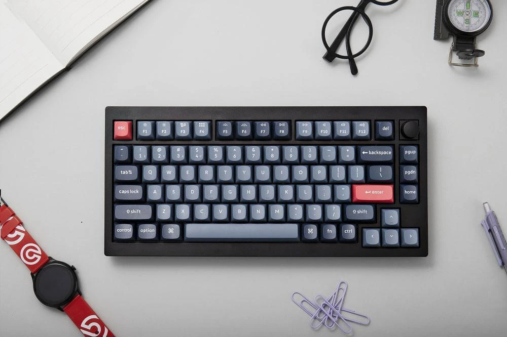 Keychron V1 Max 84 Key RGB Hot-Swap Gateron Jupiter Red Knob Carbon Black (V1MD1_KEYCHRON) (UA)