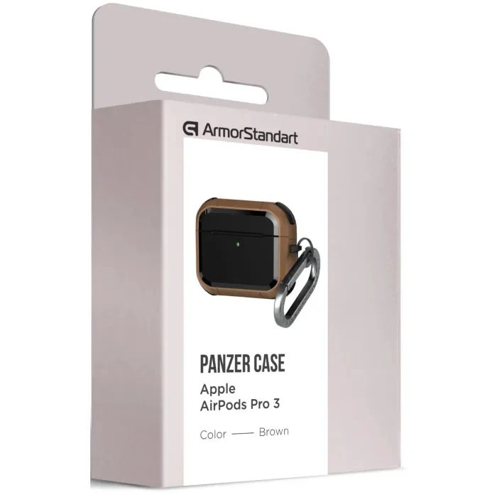 Чехол для наушников Armorstandart Panzer для Apple Airpods Pro 3 Brown (ARM88287) (UA) Цвет: коричневый;