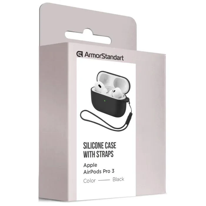 Чехол для наушников Armorstandart Silicone Case для Apple Airpods Pro 3 Black (ARM88291) (UA) Цвет: черный;