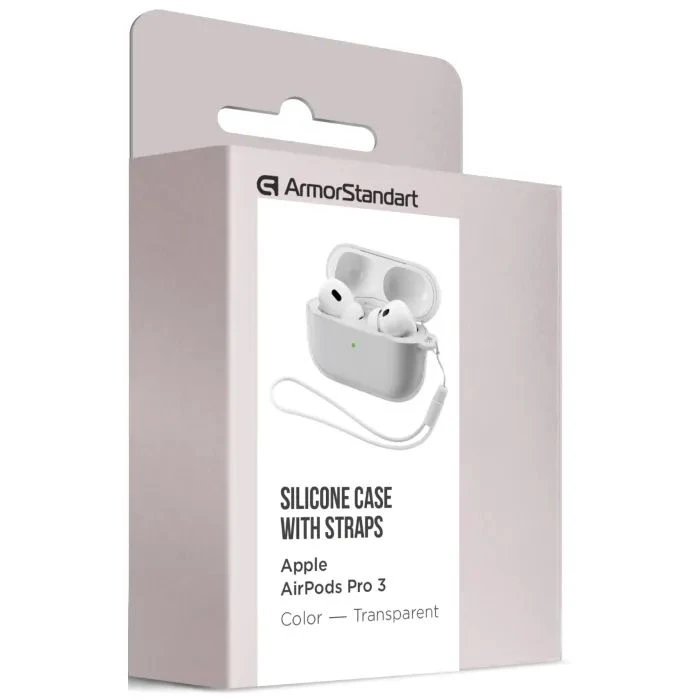 Чохол для навушників Armorstandart Silicone Case для Apple Airpods Pro 3 Transparent (ARM88300) (UA) Колір: прозорий;