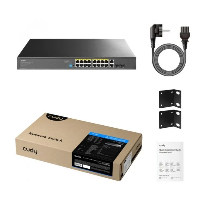 Комутатор мережевий Cudy GS1018PS2 (UA) Тип: неуправляємий; Кількість