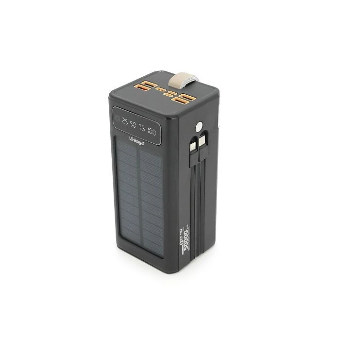 Linkage 50000mAh, Solar, 22.5W, cables Type-C+Lighting, Black (LKP-47) (UA) Вага: 1080 г;