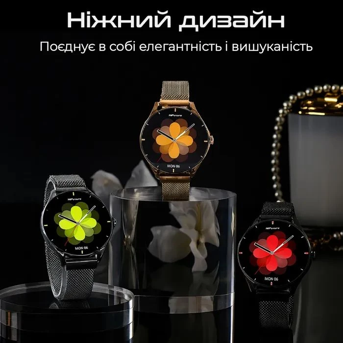 Смарт-годинники HiFuture aura 2 black (aura2.black) (UA) Тип: жіночі; Форма годинників: