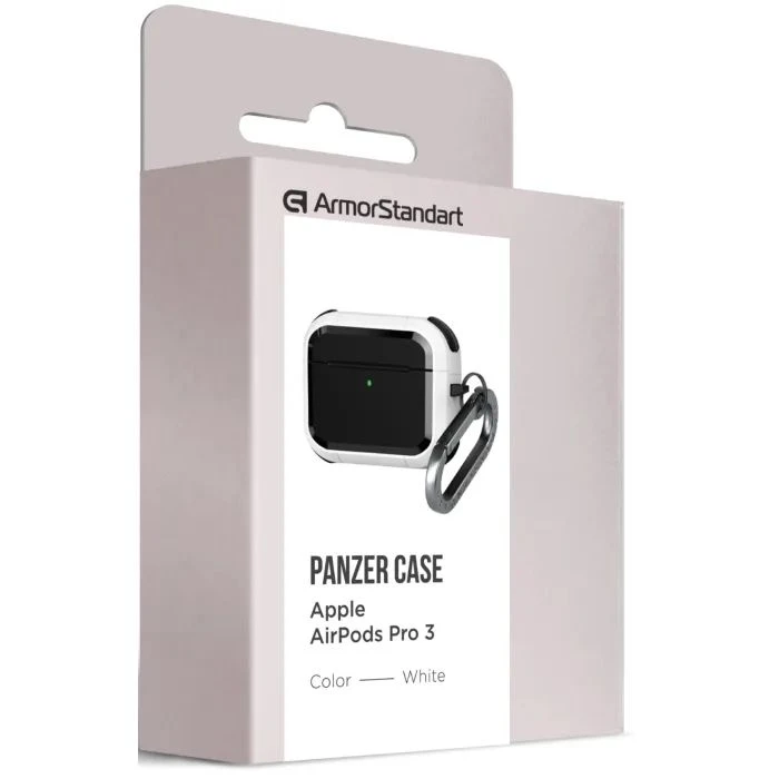 Чехол для наушников Armorstandart Panzer для Apple Airpods Pro 3 White (ARM88290) (UA) Цвет: белый;