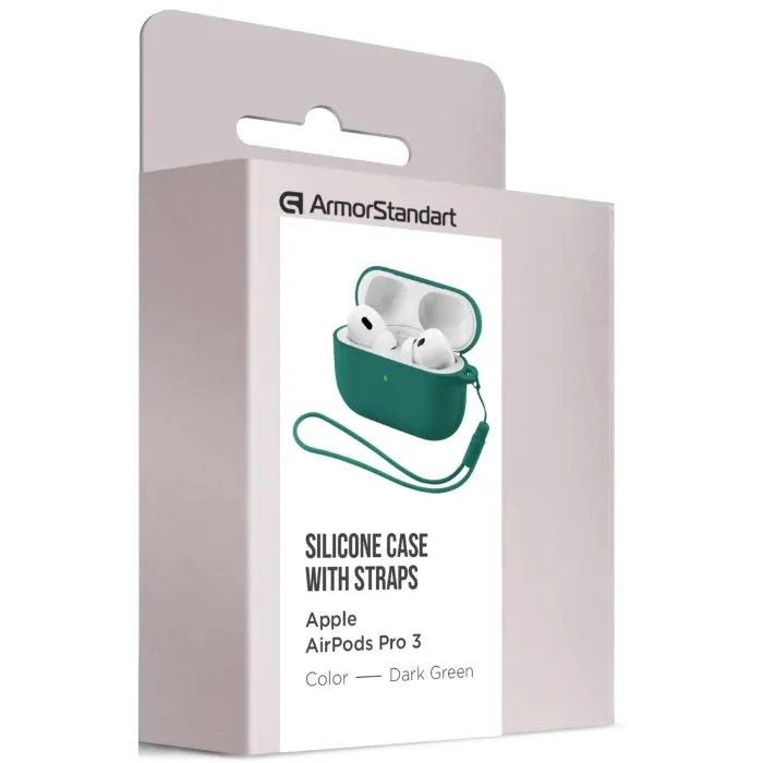 Чохол для навушників Armorstandart Silicone Case для Apple Airpods Pro 3 Dark Green (ARM88293) (UA) Колір: зелений, темно-зелений;