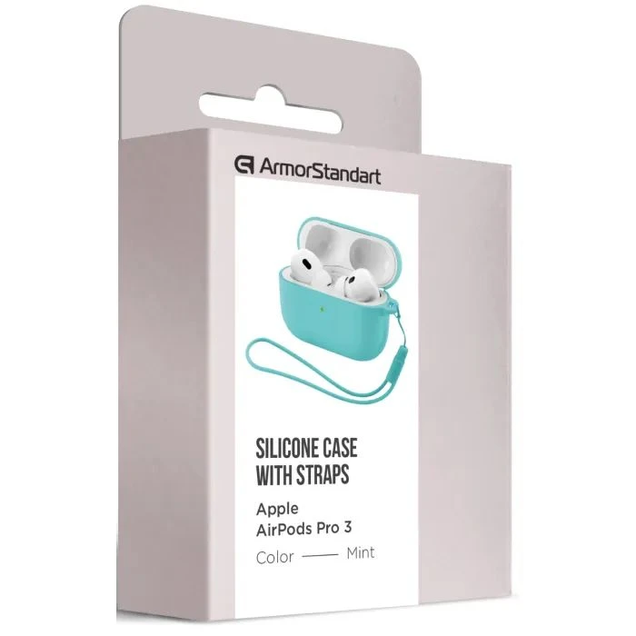 Чохол для навушників Armorstandart Silicone Case для Apple Airpods Pro 3 Mint (ARM88296) (UA) Колір: бірюзовий, м'ятний;