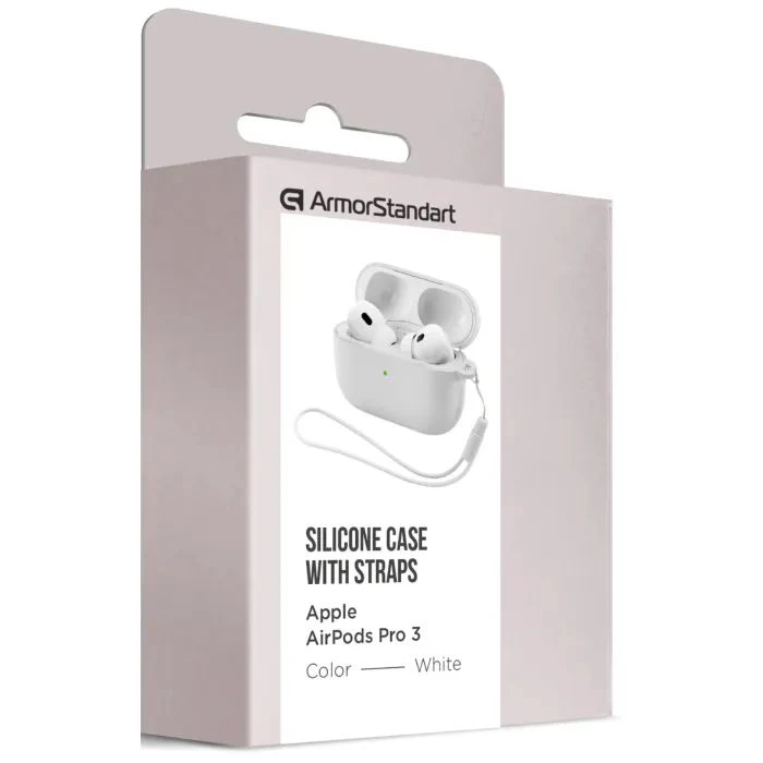 Чохол для навушників Armorstandart Silicone Case для Apple Airpods Pro 3 White (ARM88301) (UA) Колір: білий;