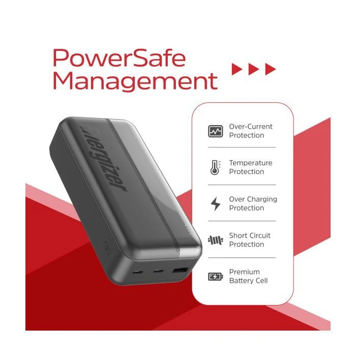 Energizer 30000mAh 15W 3A, USB-А, 2хUSB-C Black (UE30050CC) (UA) Ёмкость: 30000 mAh; Назначение: для