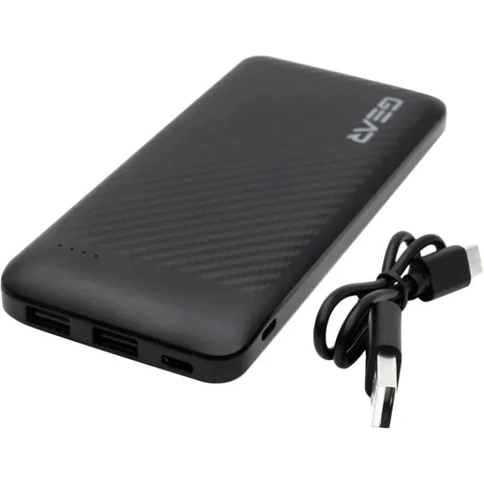 GEAR 10000mAh, 10W, USB-TypeC, 2*USB-A, Micro-USB, black (SL10) (UA)