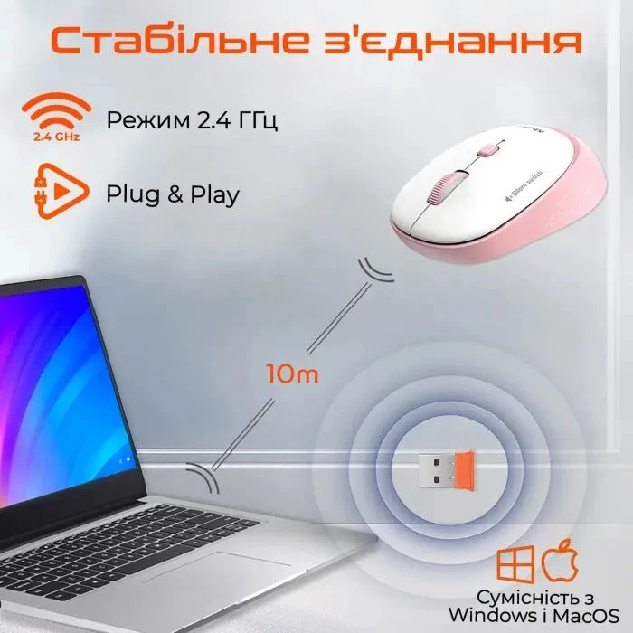 Meetion R571 Wireless White/Pink (MT-R571-P) (UA) Тип: Классические; Подключение: