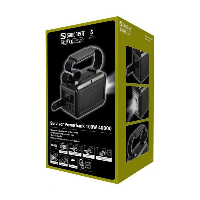Sandberg 40000mAh Survivor 100W, IPX4 Water resist, LED Torch, Pass-Through Charging (421-14) (UA)
