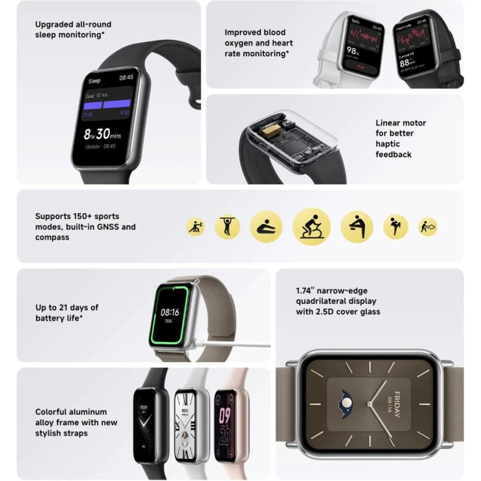 Фітнес -браслет Xiaomi Smart Band 9 Pro Rose Gold (BHR8714GL) (1111144) (UA) Бренд: Xiaomi; Лінійка: Smart Band 9 Pro; iOS: