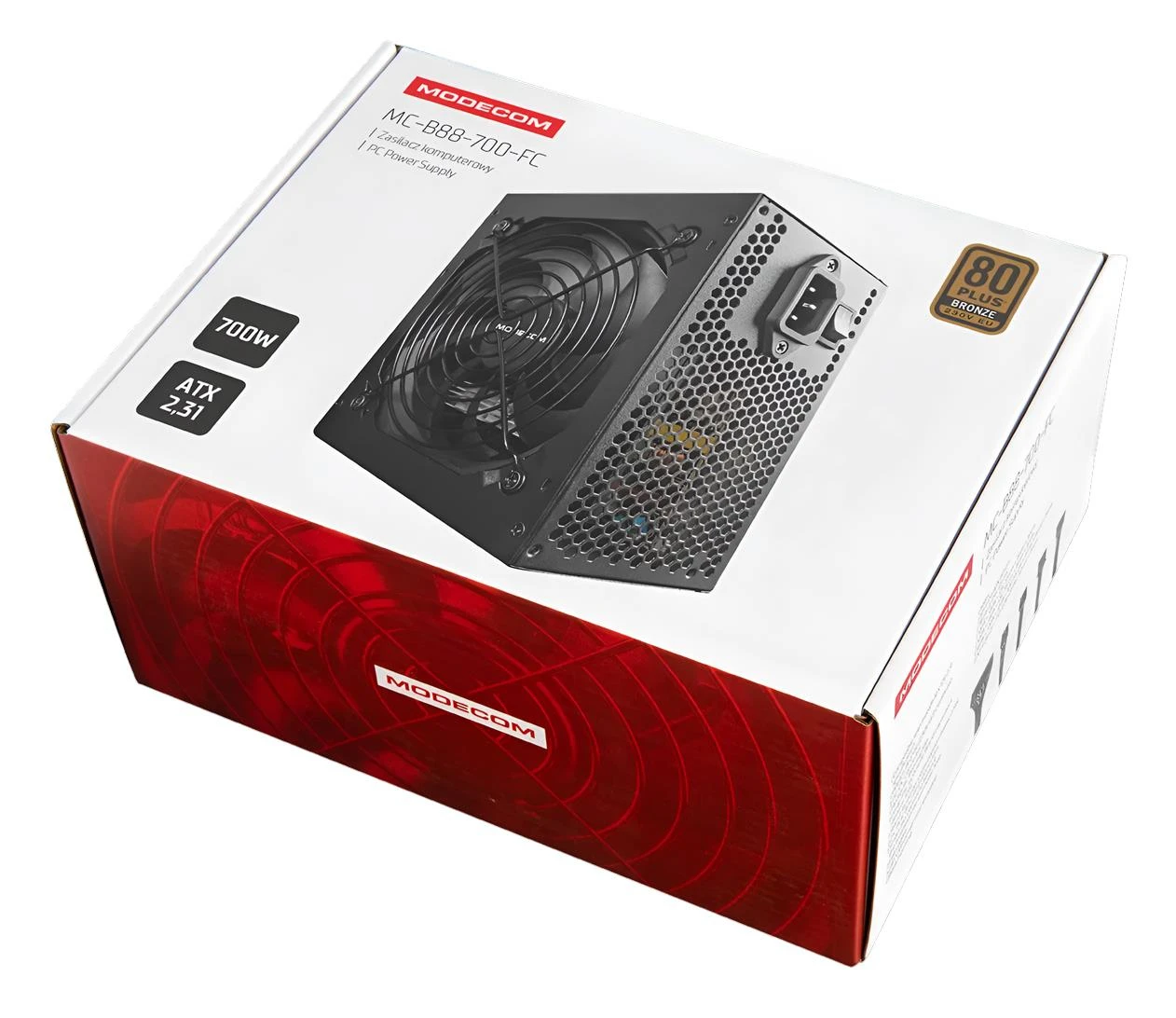 MODECOM B88 FC 700W 80 Plus Bronze (MC-B88-700FC) EU Максимальна потужність, WT: 700 Вт;