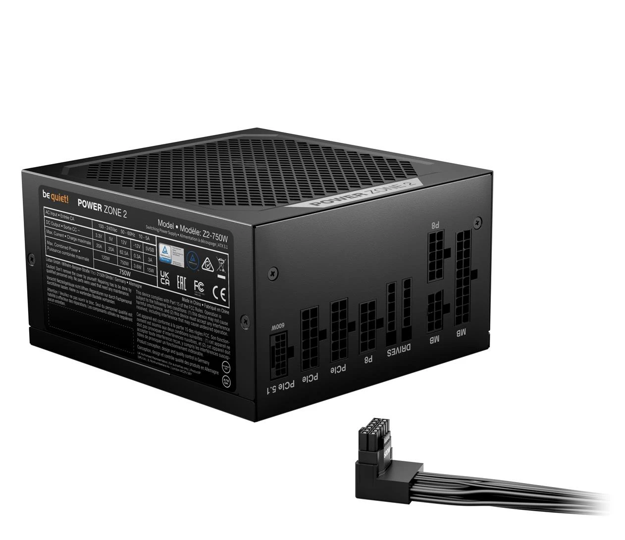 be quiet! Power Zone 2 750W 80 PLUS Platinum ATX 3.1 (BP006EU) EU Максимальна потужність, WT: 750 Вт;