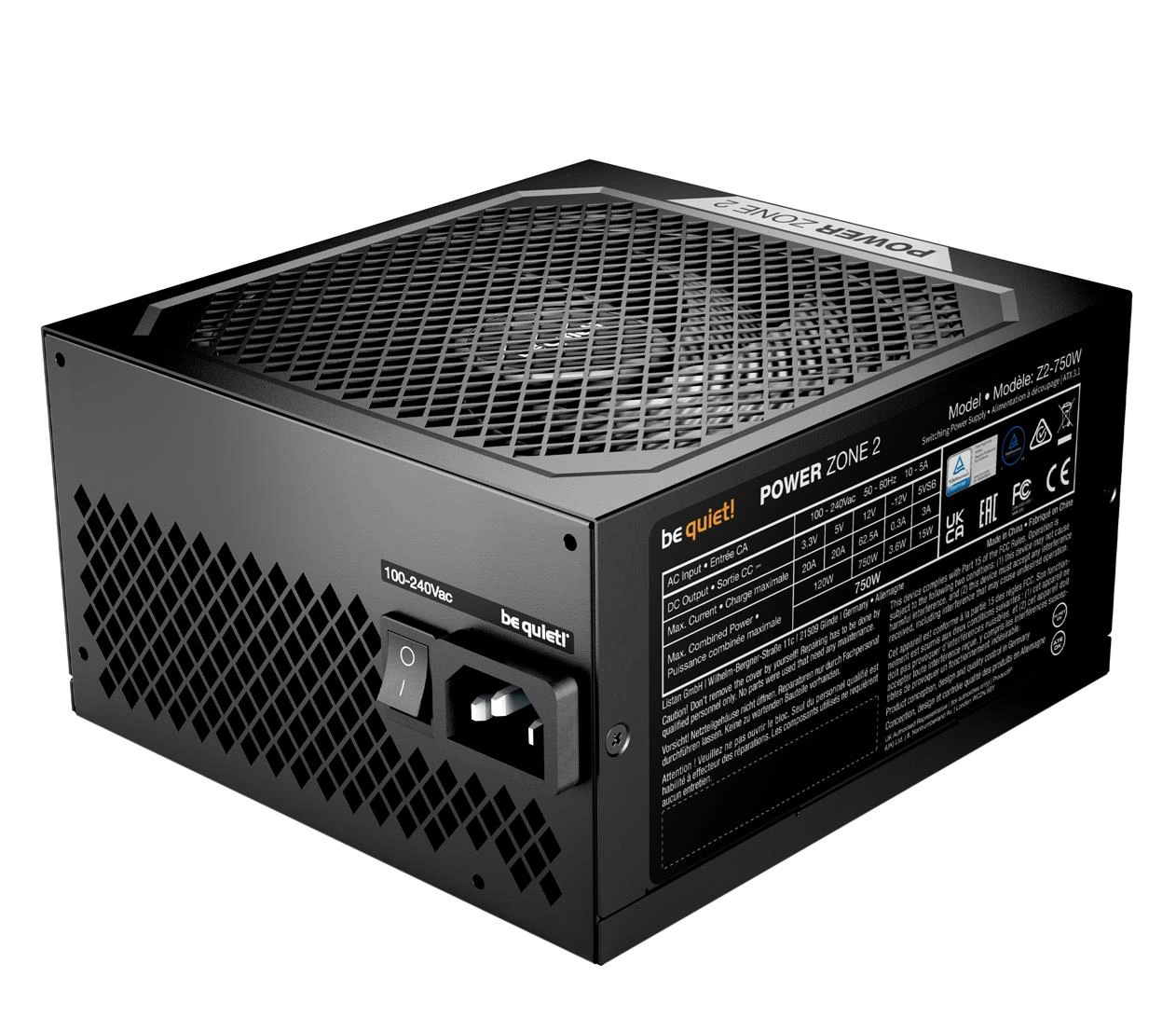 be quiet! Power Zone 2 750W 80 PLUS Platinum ATX 3.1 (BP006EU) EU Максимальная мощность, Вт: 750 Вт;