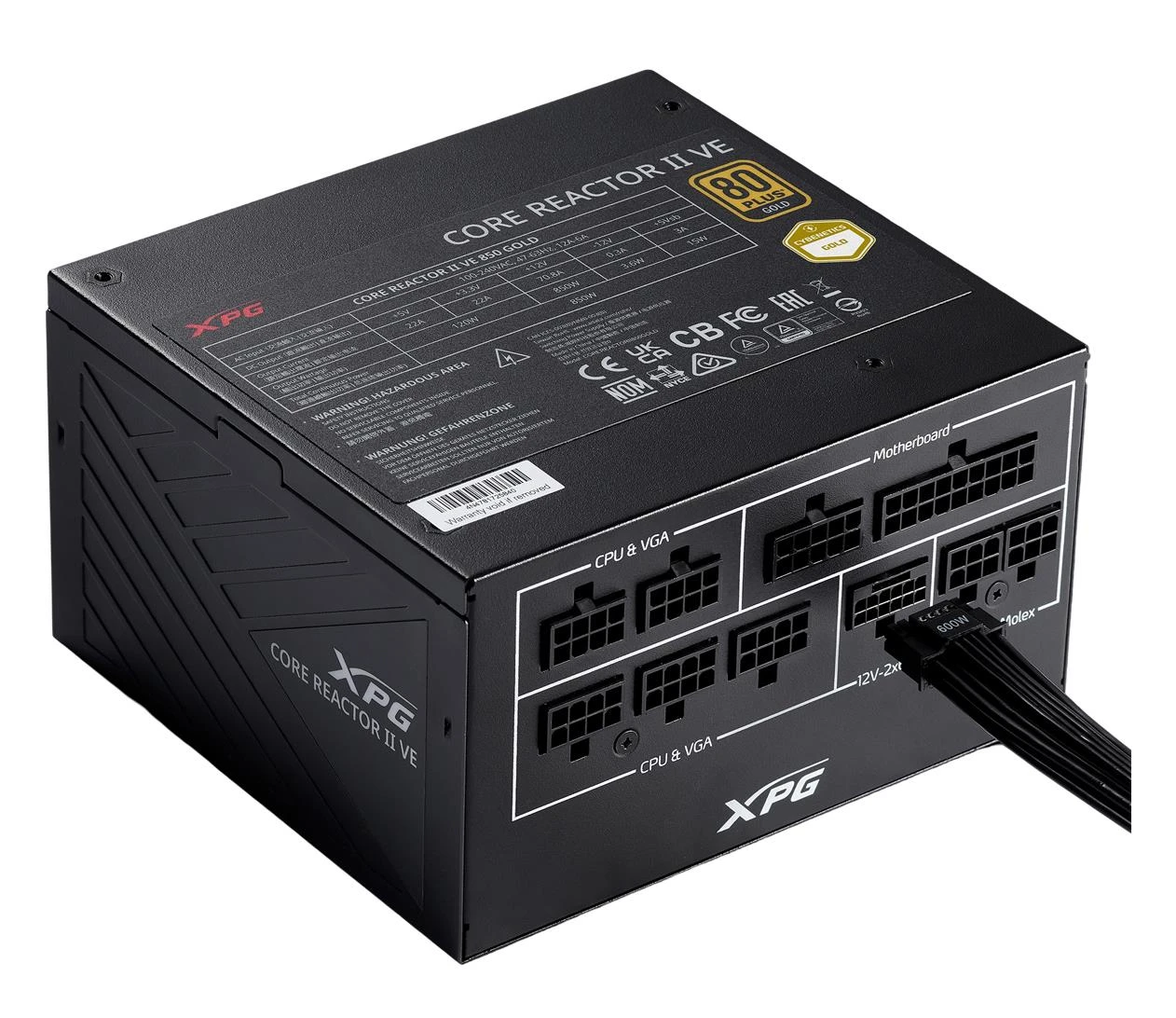 XPG Core Reactor II VE 850W 80 Plus Gold ATX 3.1 (COREREACTORIIVE850G-BKCEU) EU Максимальна потужність, WT: 850 Вт;