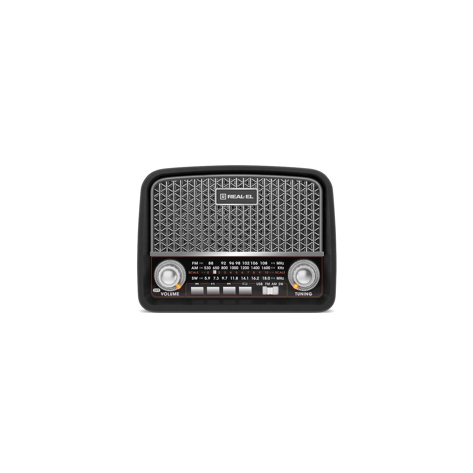 Real -EL X -520 Чорний портативний радіоприймач (UA) Основні характеристики;