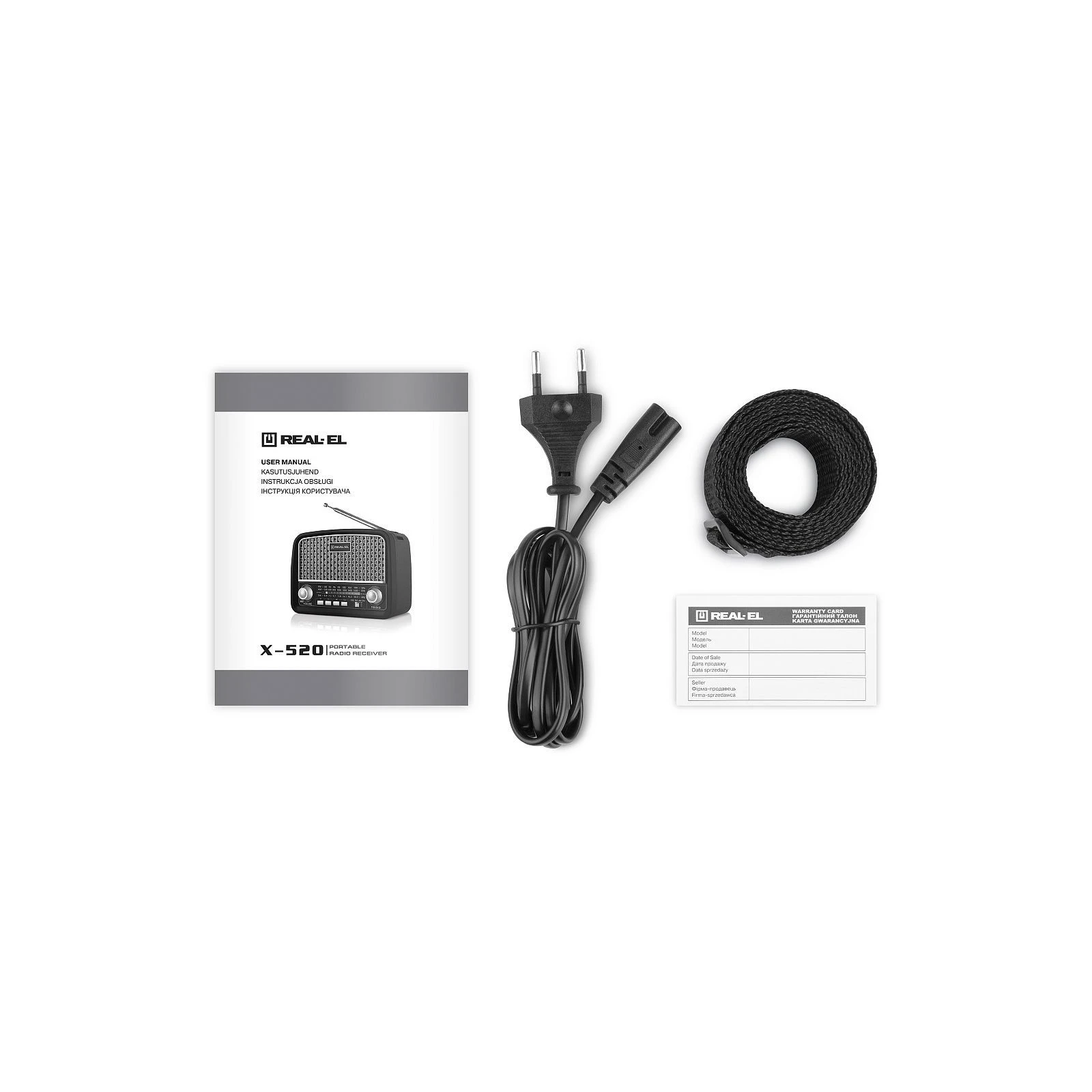 Real -EL X -520 Чорний портативний радіоприймач (UA)
