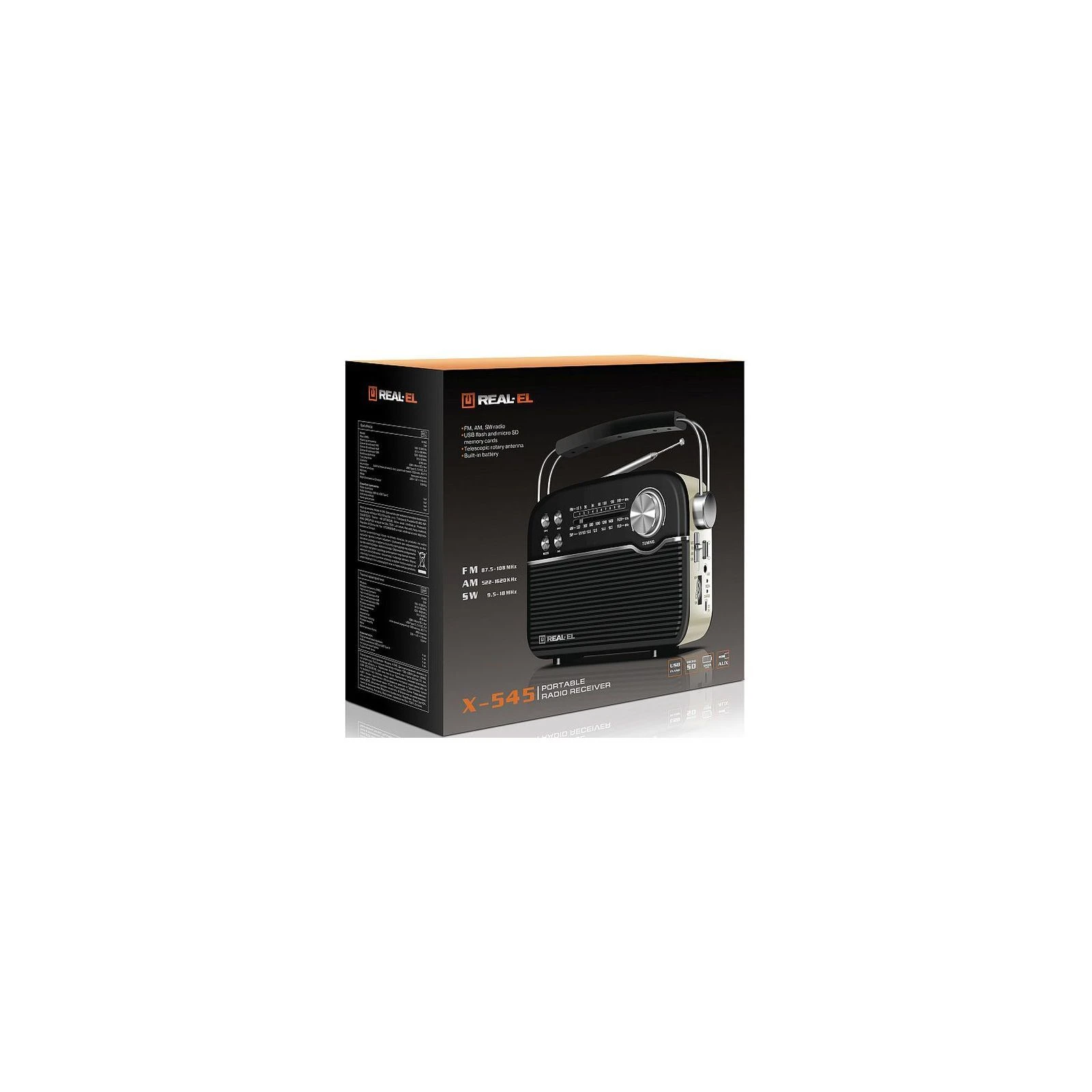 Портативный радиоприемник REAL-EL X-545 Black (UA) Основные характеристики;