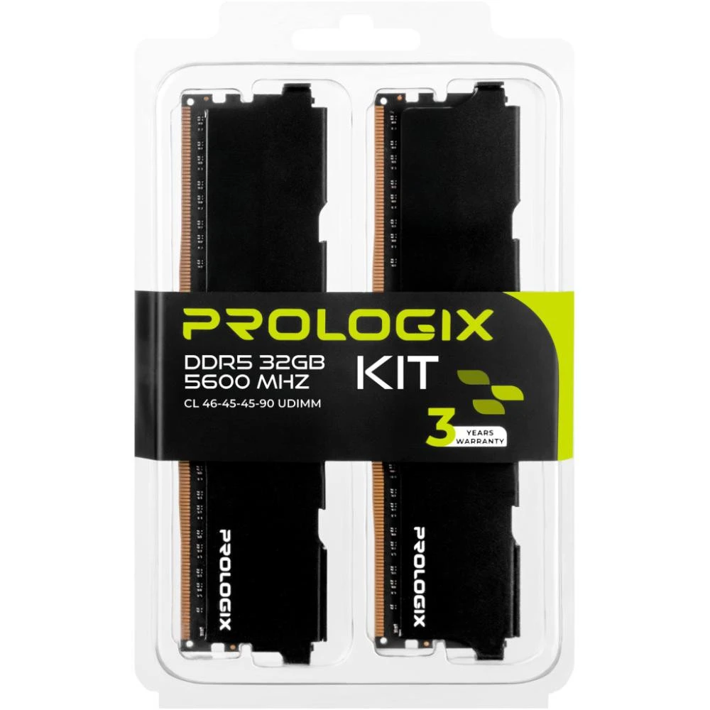 Prologix 32 GB (2x16GB) DDR5 5600 MHz (PRO32GB5600B5K) (UA) Количество планок в комплекте 2