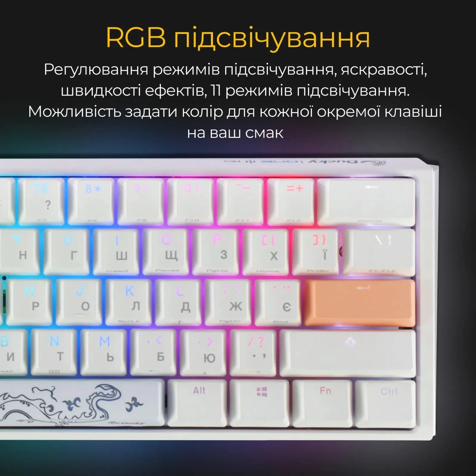 Ducky One 3 Mini Cherry MX Red RGB UA USB White (DKON2161ST-RUAPXPWWWSC1) (UA) Основные характеристики;