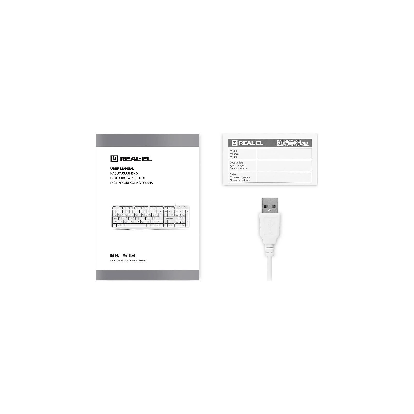 REAL-EL RK-513 USB White (EL123100047) (UA) Конструкция мембранная