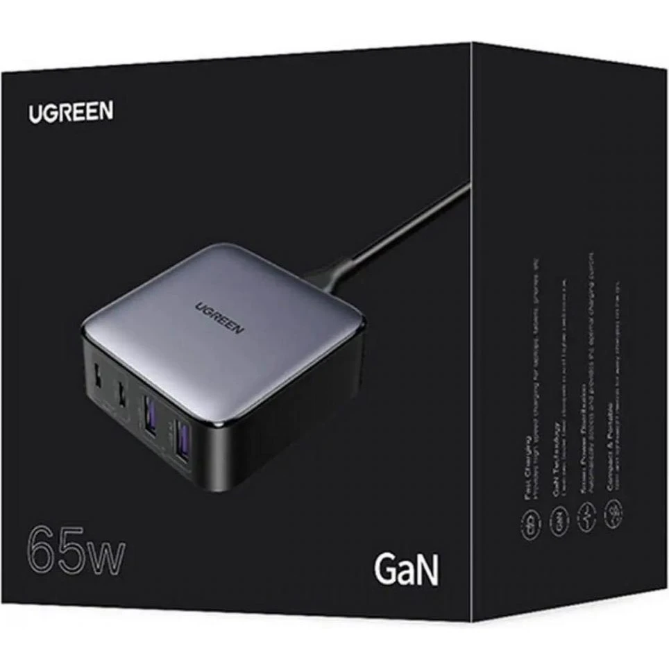 Мережевий зарядний пристрій UGREEN CD327 2USB+2TYPE-C 65W Nexode Desktop Charger 2M Grey (90747) Бренд: Ugreen; Сумісність: