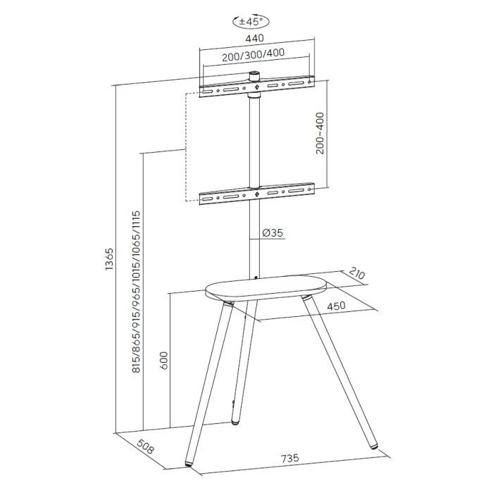 OfficePro TVS226 (UA) VESA 400 x 400, 400 x 300, 400 x 200, 300 x 400, 300 x 300, 300 x 200, 200 x 400, 200 x 300, 200 x 200
