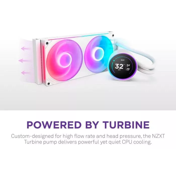 Система жидкостного охлаждения NZXT Kraken Elite RGB 240mm AIO (RL-KR24E-W2) (UA) Максимальная частота вращения 2400 об/мин ± 10%