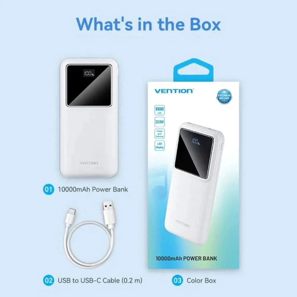 Vention 10000mAh 22.5W White (FHKW0) (UA) Бренд: Vention; Заряджувані