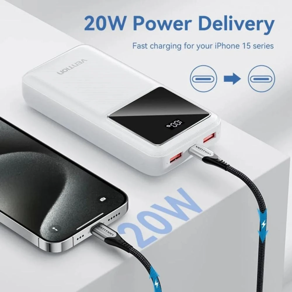 Vention 20000mAh 22.5W Black (FHLB0) (UA) Подключение устройств USB Type-A, USB Type-C