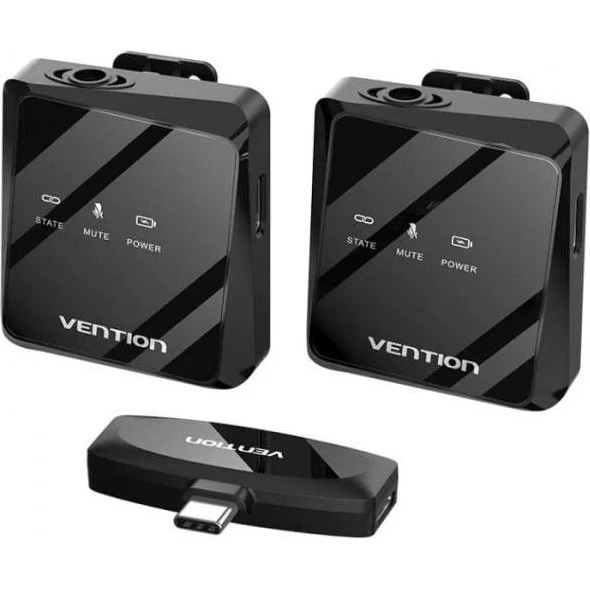Мікрофонна радіосистема для смартфона Vention USB-C 2-Pack Wireless Lavalier Black (NCBB0) (UA) Бренд: Vention; Спосіб підключення:
