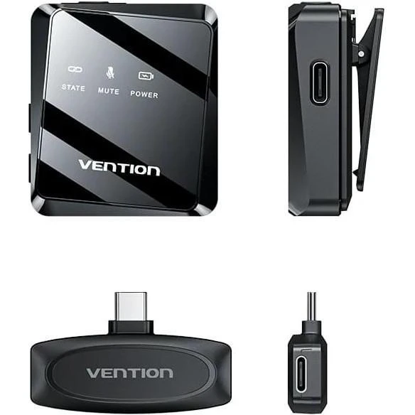 Микрофонная радиосистема для смартфона Vention USB-C 2-Pack Wireless Lavalier Black (NCBB0) (UA) Способ подключения беспроводной