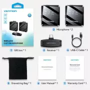 Микрофонная радиосистема для смартфона Vention USB-C 2-Pack Wireless Lavalier Black (NCBB0) (UA)