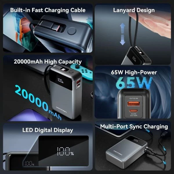 Vention 20000mAh 65W Black (FHYB0) (UA)