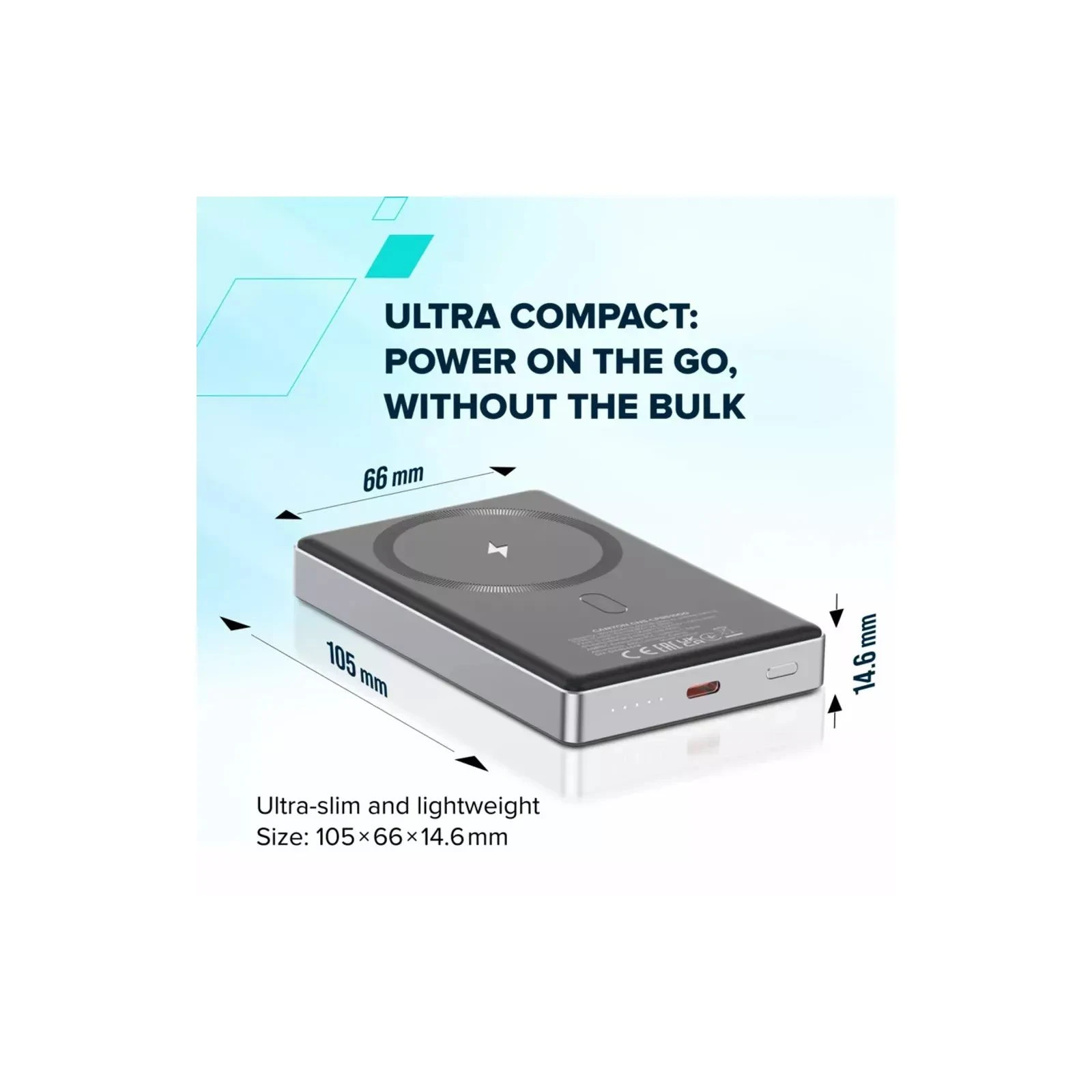 Canyon 10000mAh OnPower 510 slim Magsafe PD/20W Beige (CNS-CPB510BE) (UA) ; Призначення: для телефону, для