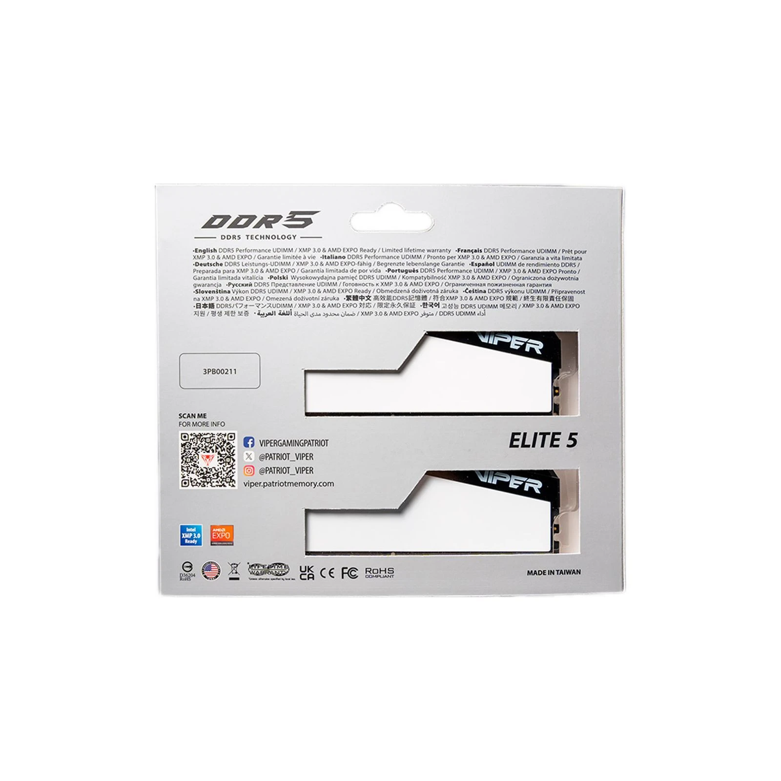 DDR5 32GB (2x16GB) 6000 MHz Viper Elite 5 Patriot (VEB532G6030KW) (UA)