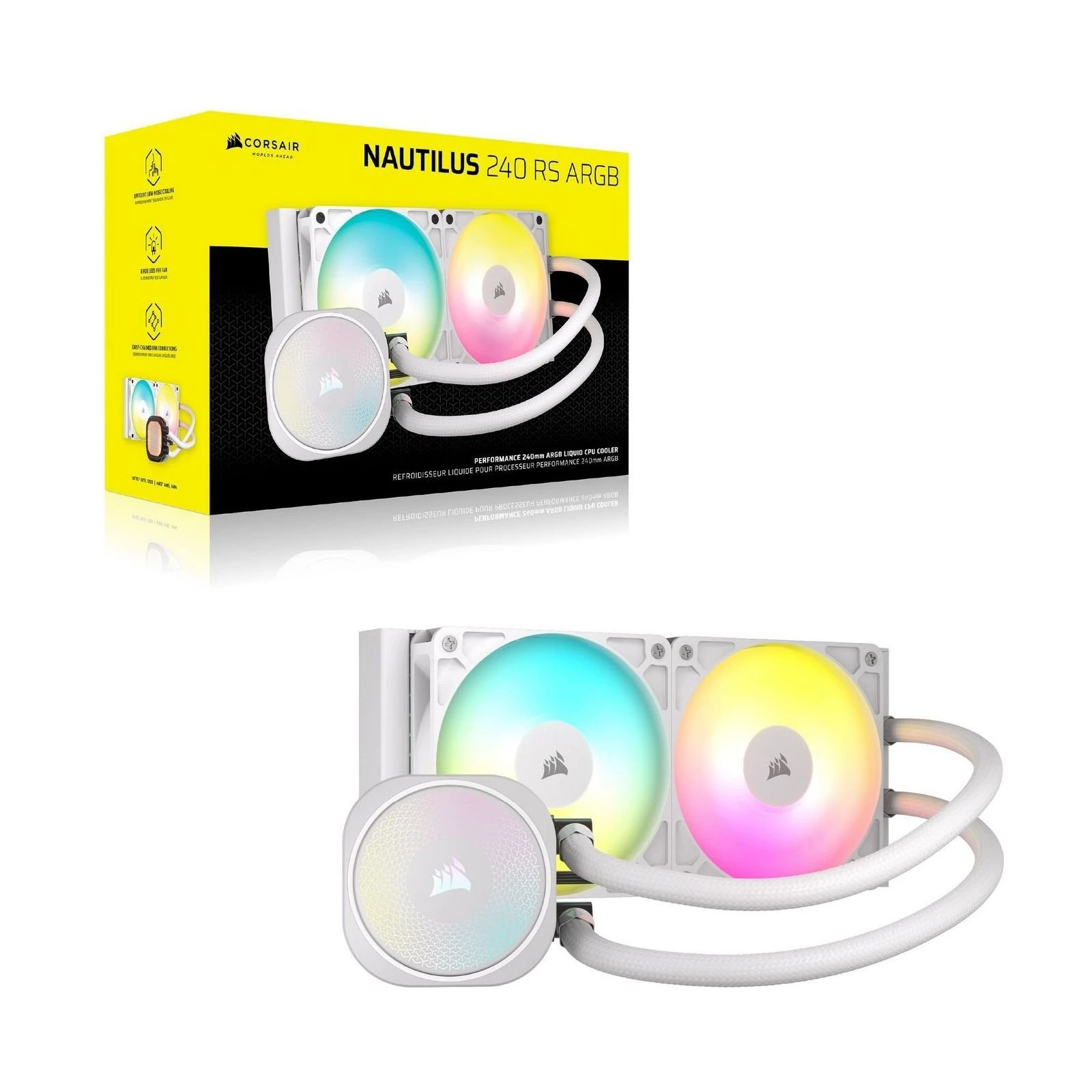 Corsair Nautilus 240 Argb White (CW-9060094-WW) Рідка охолодження (UA) ; Розетка: 1851, AM5, 1700, AM4; Кількість