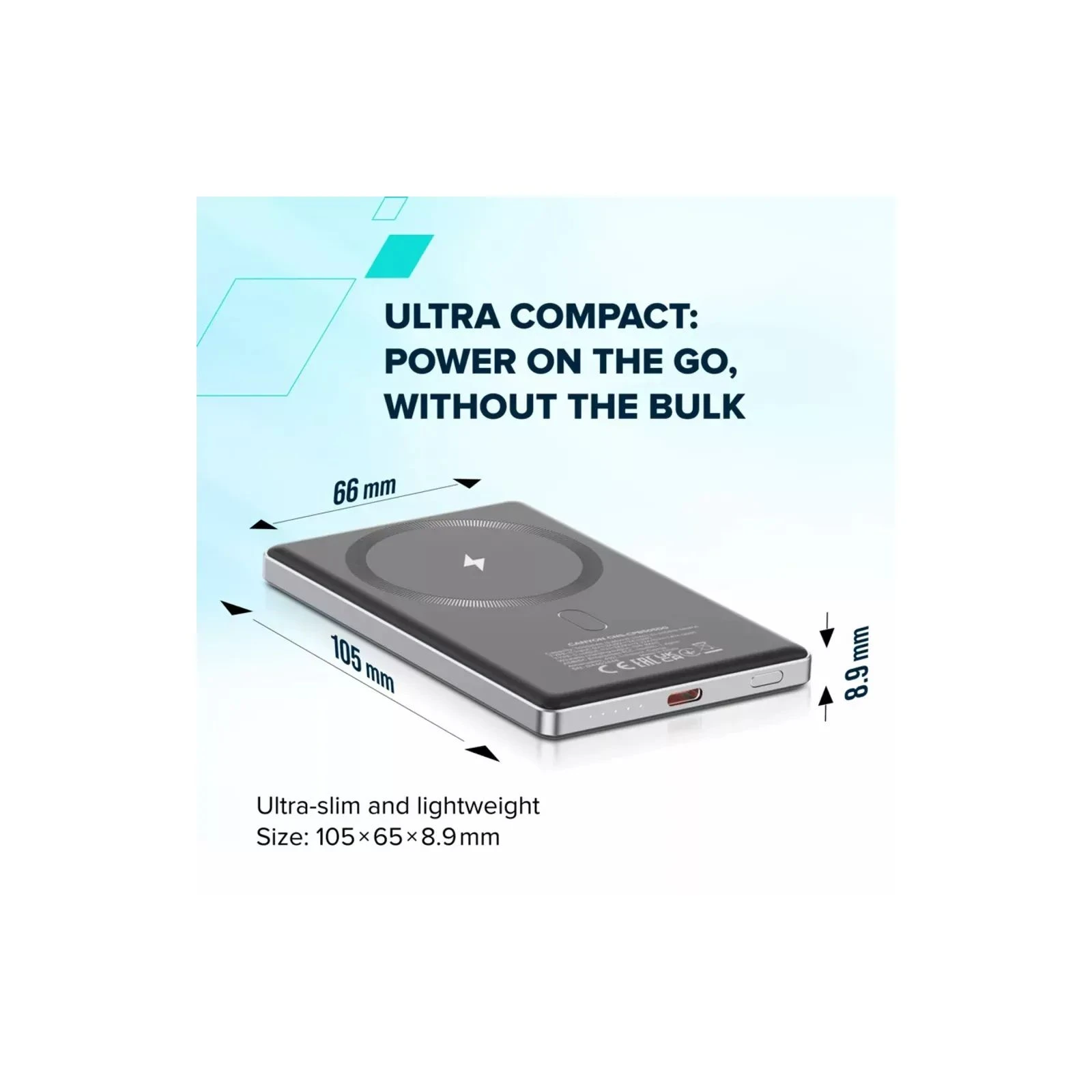 Canyon 5000mAh OnPower 505 slim Magsafe PD/20W Beige (CNS-CPB505BE) (UA) Назначение для телефона, для планшета, для роутера, для смарт-часов